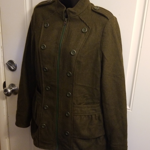 $OLD IP SASHIMI Green Olive pea Coat - Picture 2 of 7